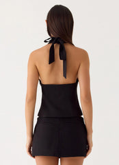 Rushing Around Halter Top - Black