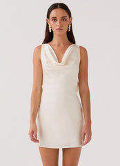 Be Mine Satin Mini Dress - Ivory