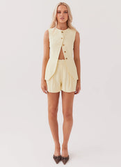 Born For Bordeaux Linen Vest - Lemon