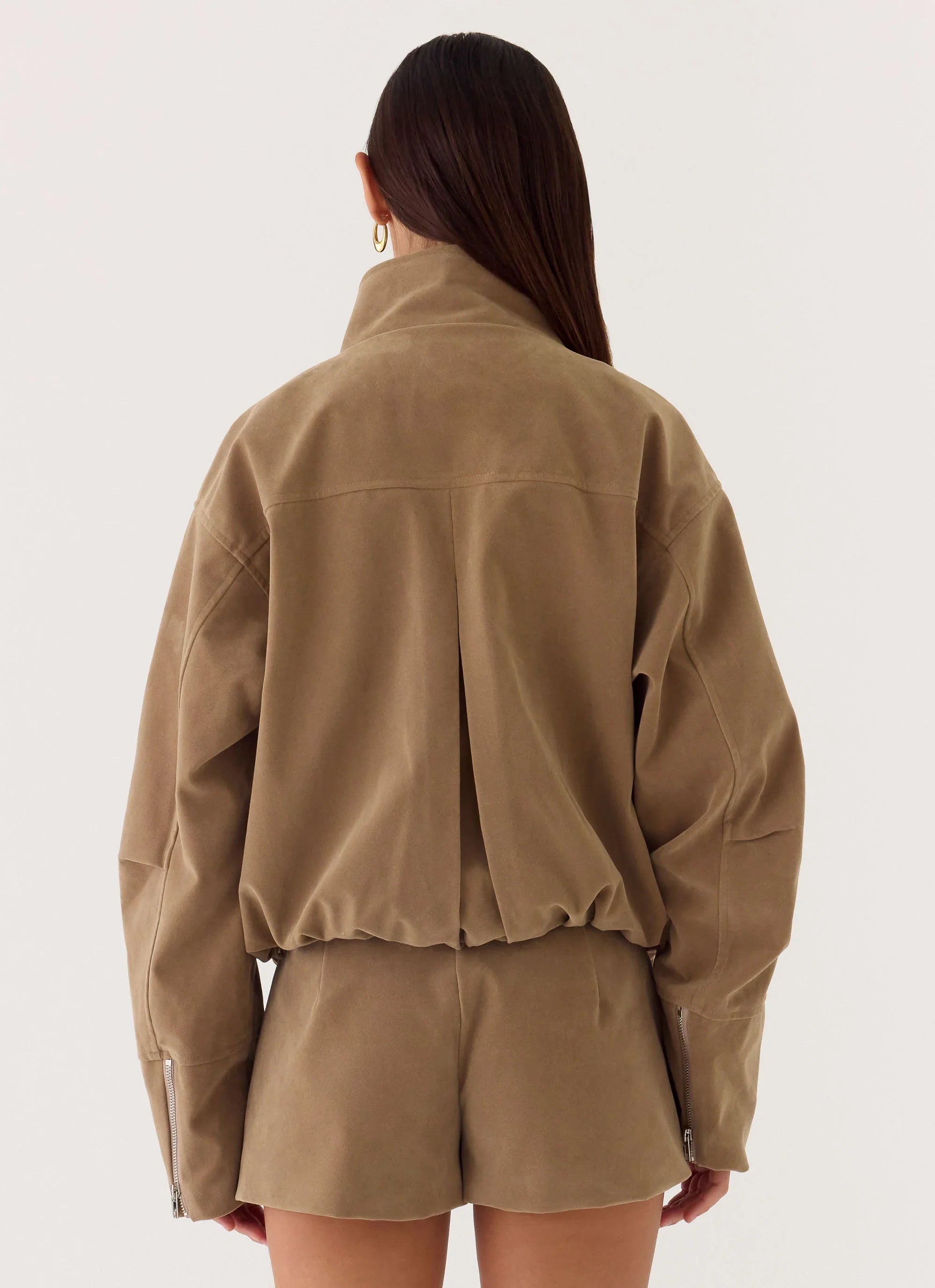Jeremy Faux Suede Shorts - Taupe