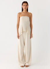 Rossi Hanky Hem Linen Top - Oatmeal