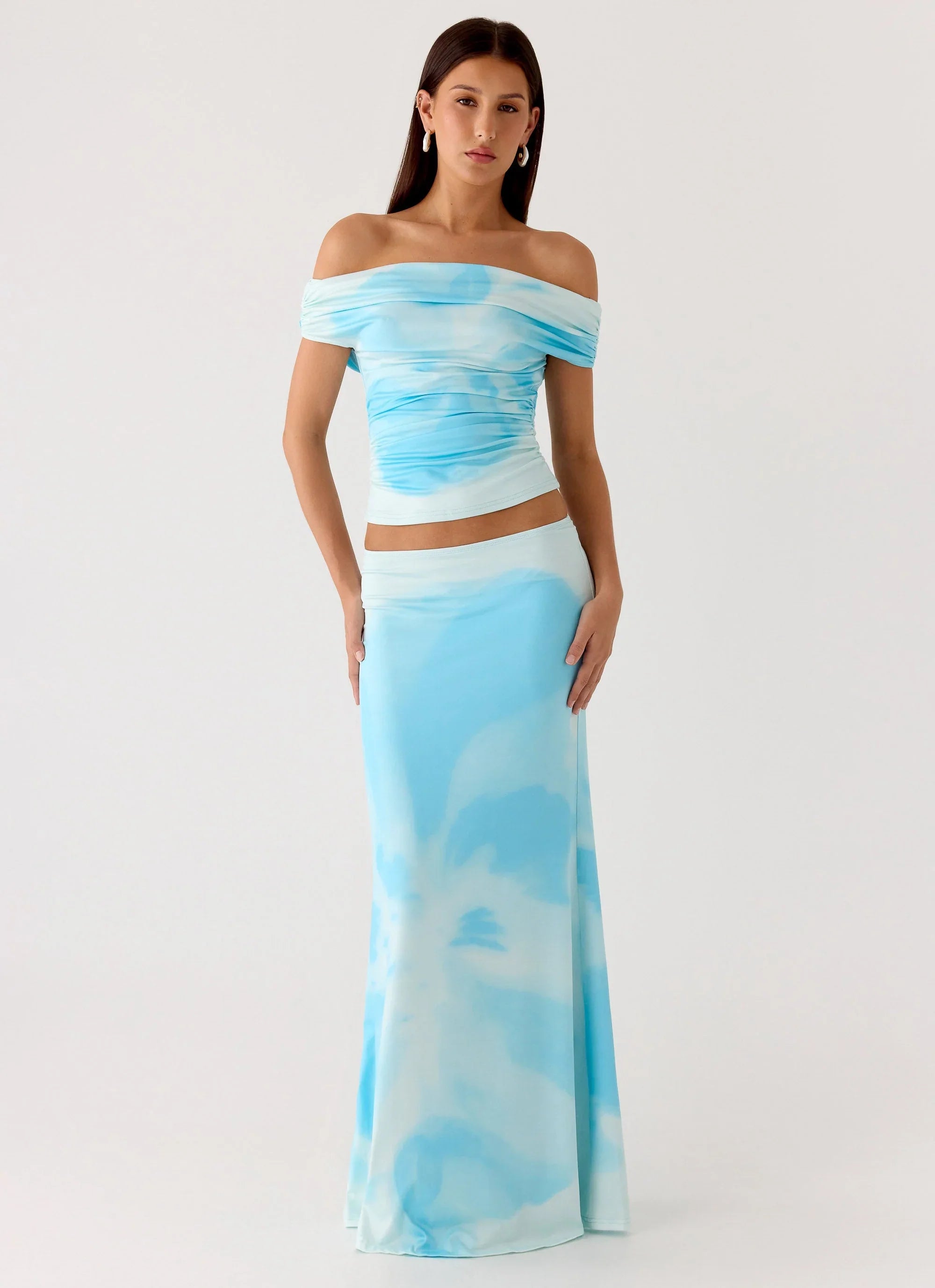 Moka Off Shoulder Top - Blooming Blue