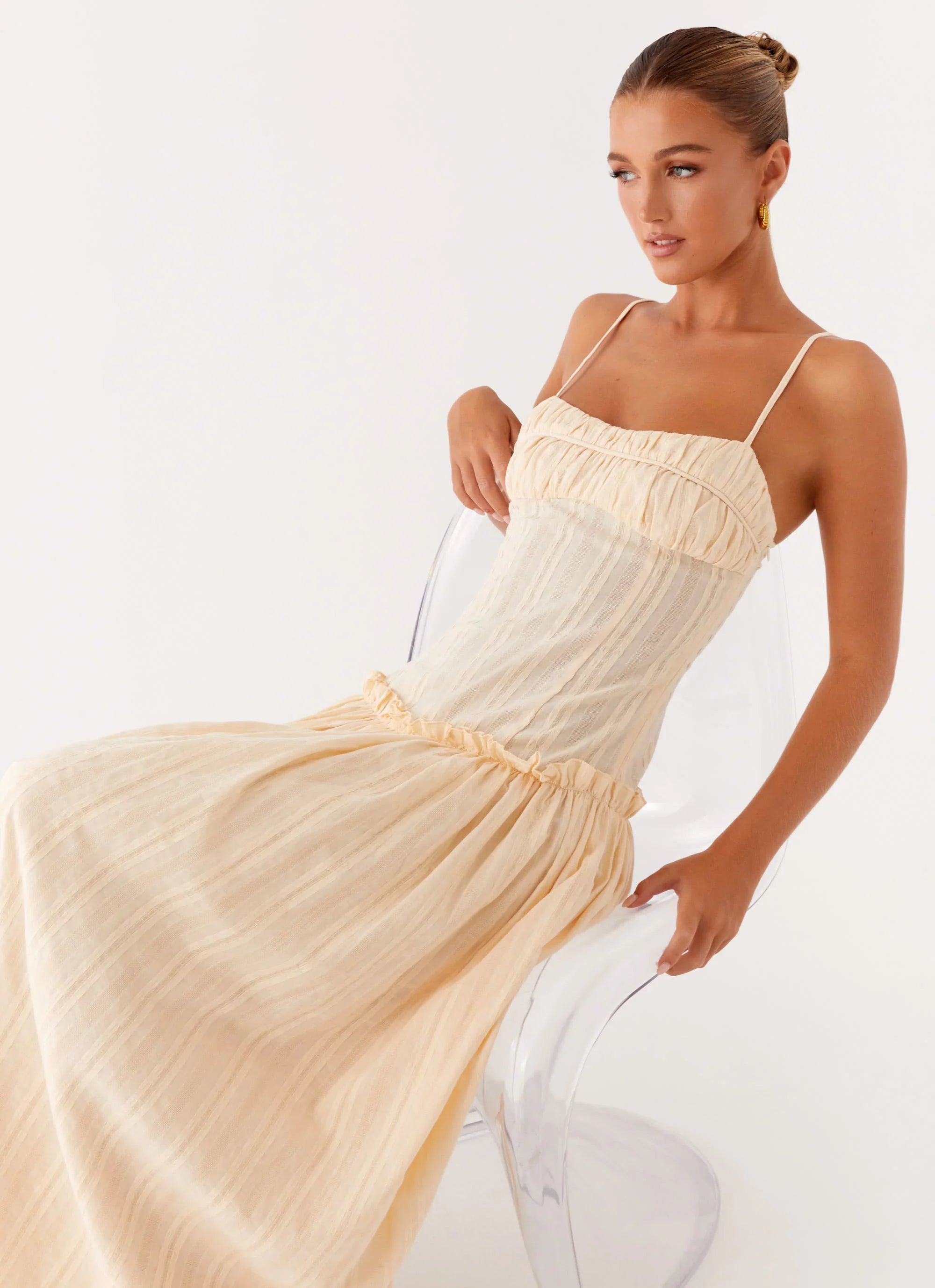 Jacinda Drop Waist Maxi Dress - Cream