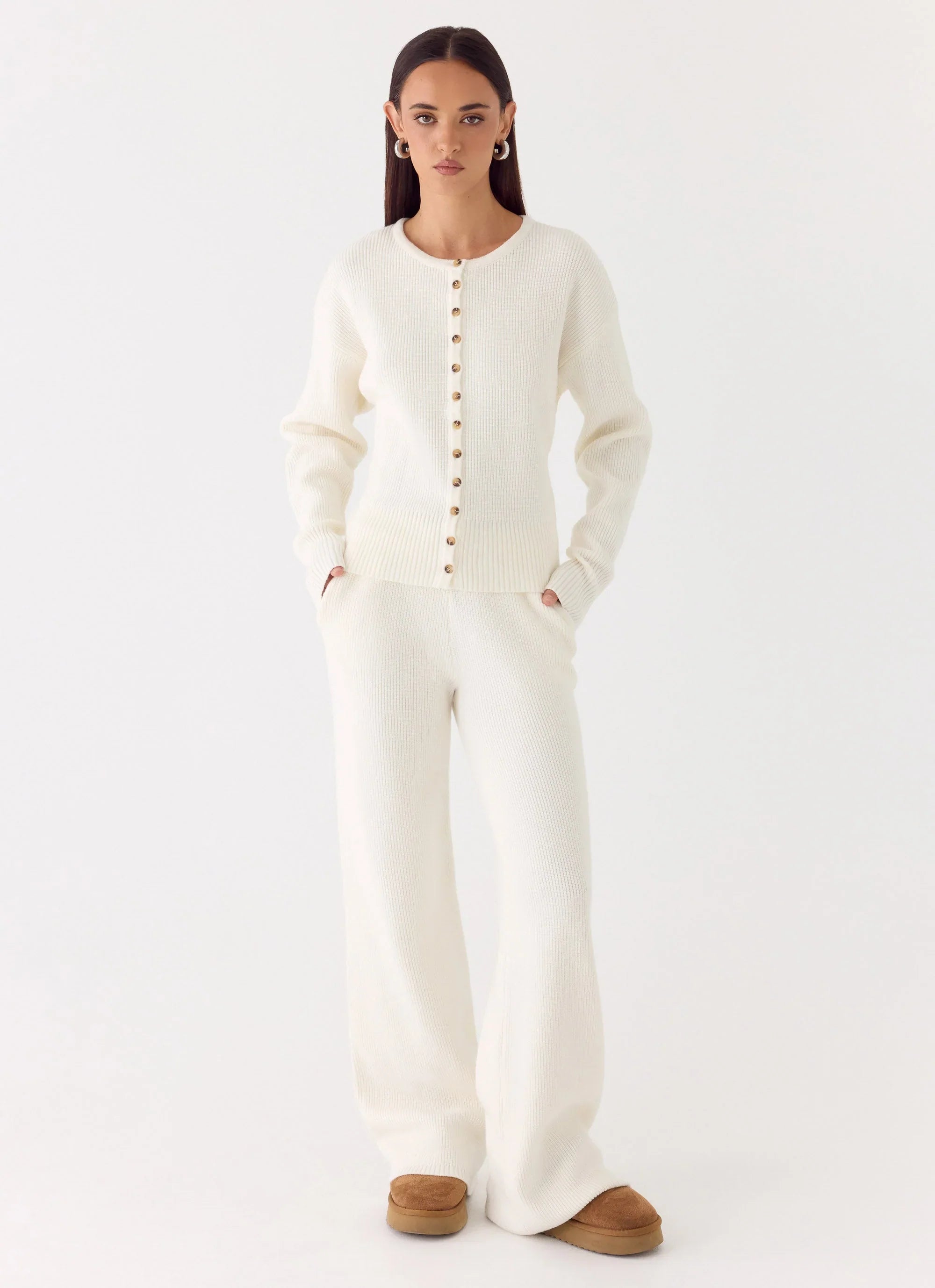 Harrison Low Rise Knit Pants - Ivory